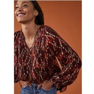 Anthropologie Love the Label puff sleeve Jane Peasant blouse Sz M